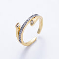 18K Gold Filled Mixed Metal Micro Paved CZ Triple Band Ring
