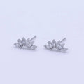 White Gold Filled Dainty Silver Marquise Cluster Dainty Stud Earrings