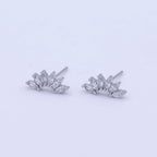 White Gold Filled Dainty Silver Marquise Cluster Dainty Stud Earrings