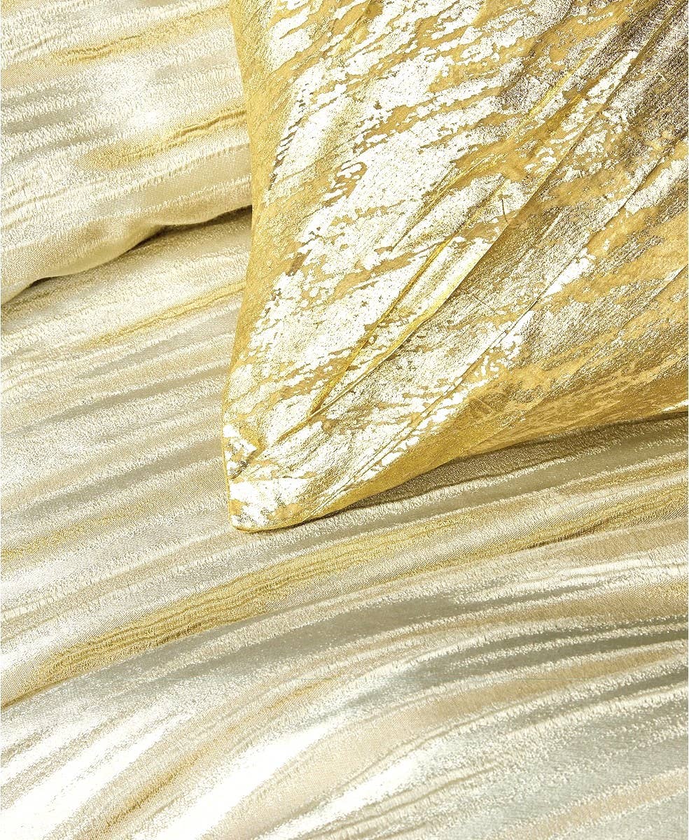 Faux Leather Throw Pillow, Gold (18x18")