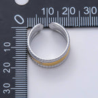 Stainless Steel Mixed Metal Wide Croissant Triple Band Ring