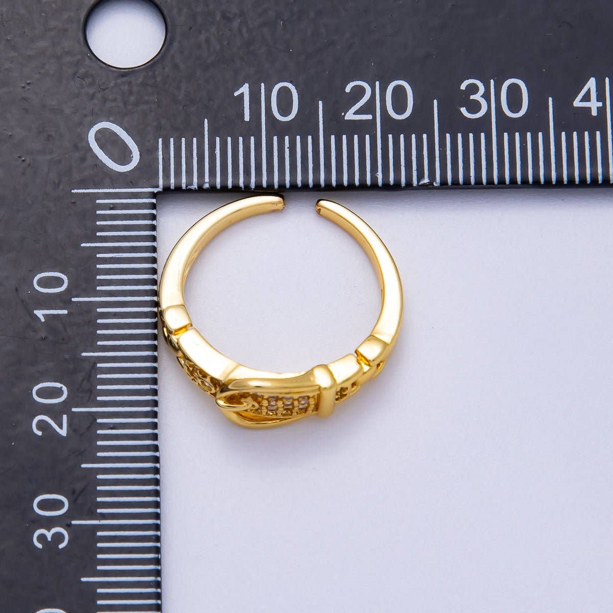 16K Gold Filled Micro Paved CZ Belt Buckle Ring