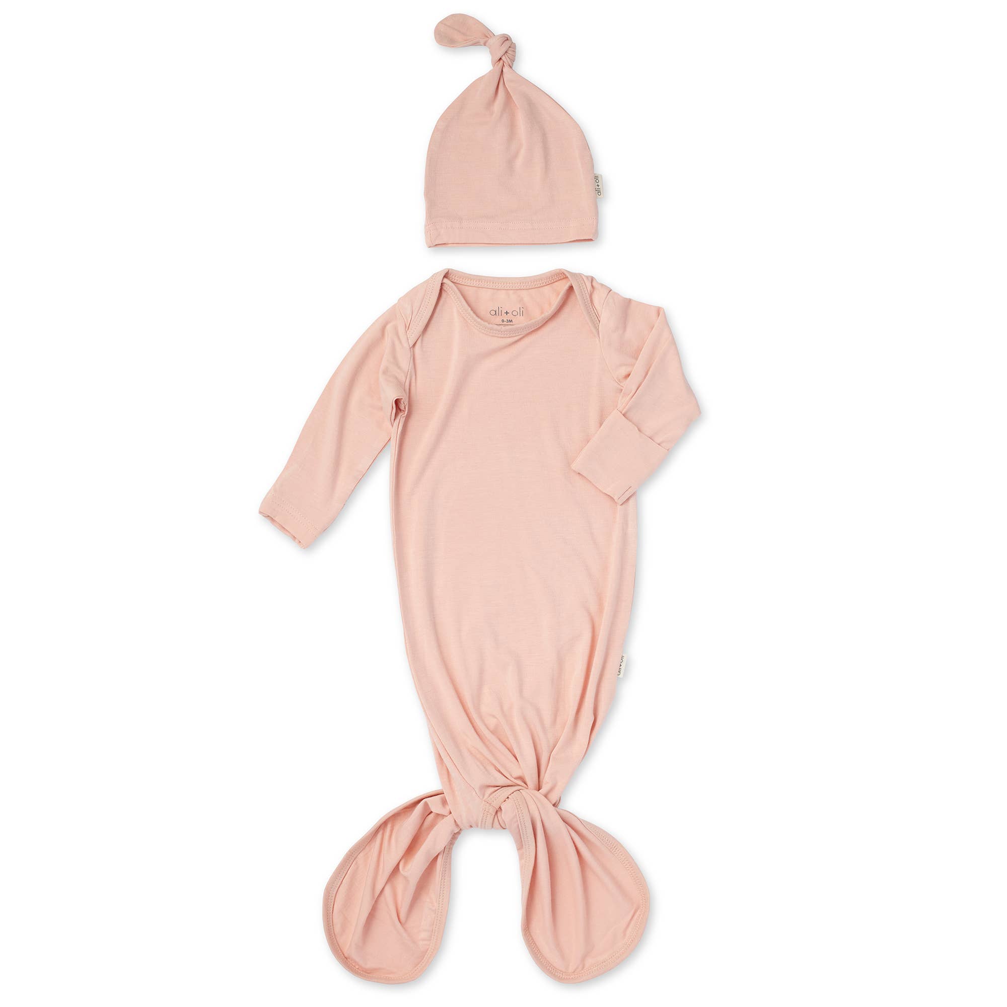 Bamboo Knotted Baby Gown/Beanie Ivory