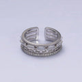 Gold Filled Clear CZ Baguette Cable Link Multiple Band Ring: Silver