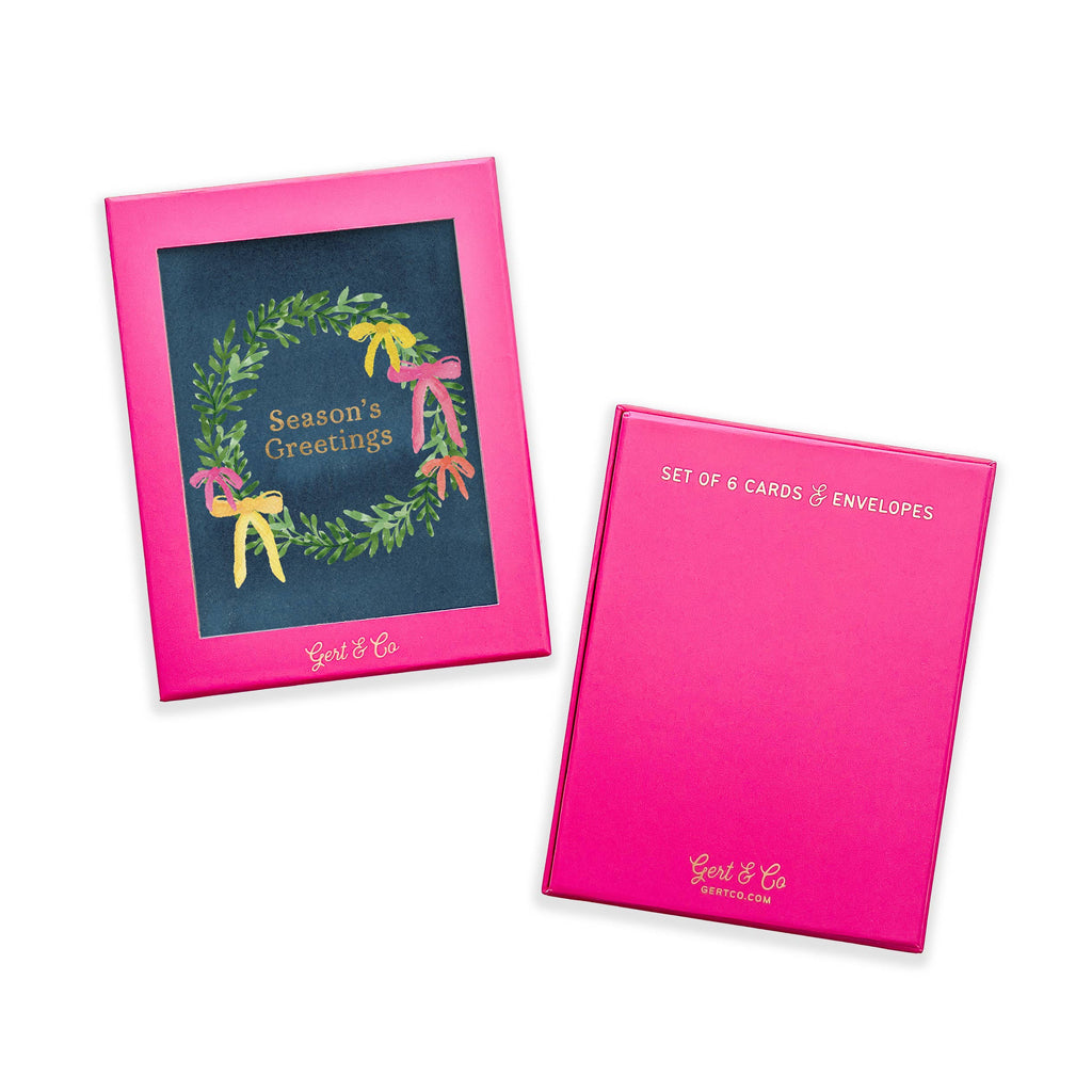 Season's Greetings Holiday Wreath Greeting Card | Set of 6