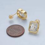 24K Gold Filled Clear CZ Bezel Stud Earring