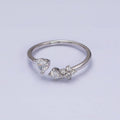 Elegant Dainty CZ Crystal Stone Silver Statement Ring Band