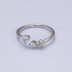Elegant Dainty CZ Crystal Stone Silver Statement Ring Band