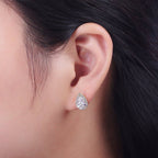 Clear, Green Teardrop Micro Paved CZ Gold Stud Earrings