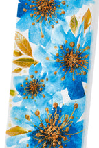 Flat Handmade Candle - Blue and Gold Flowers