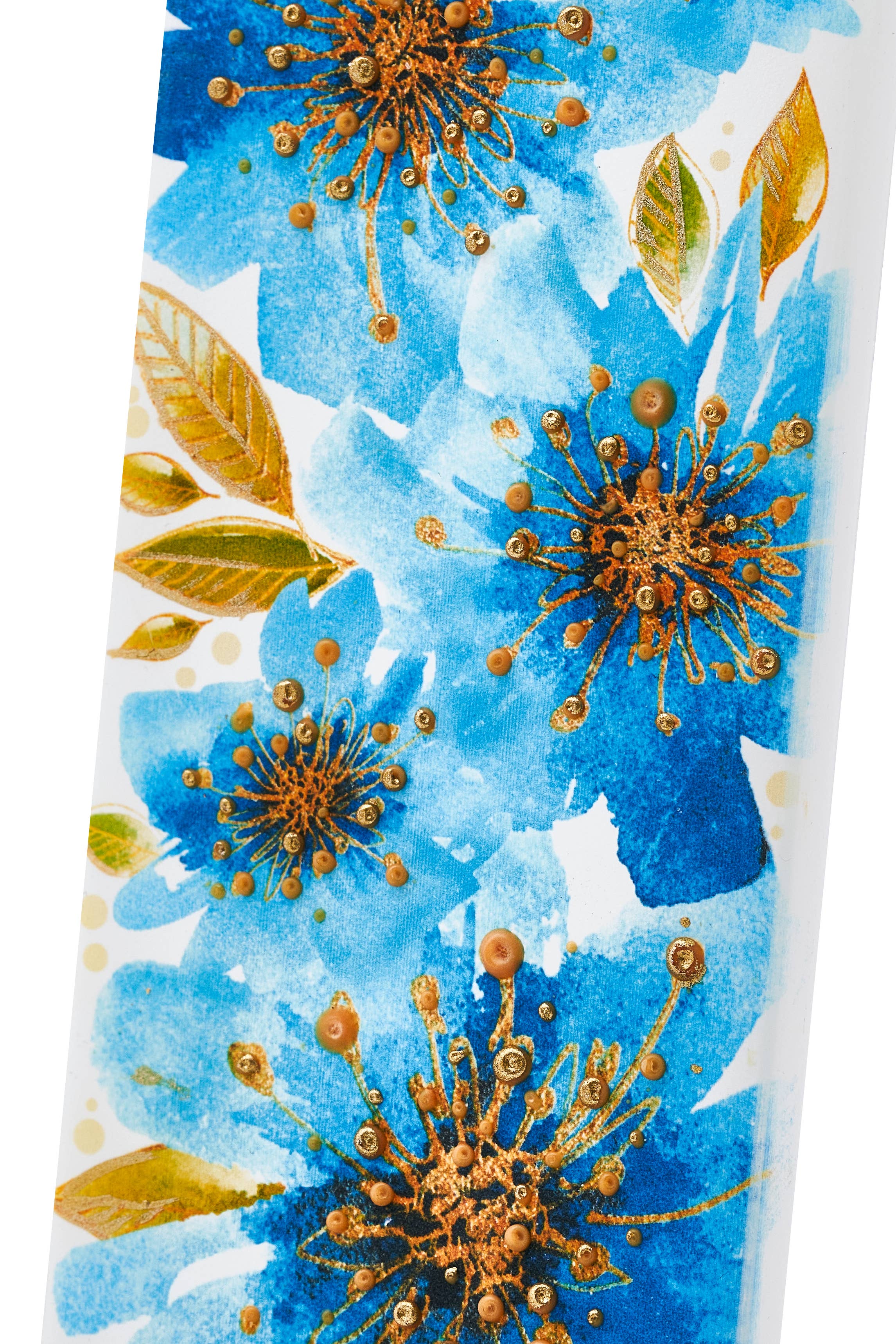 Flat Handmade Candle - Blue and Gold Flowers