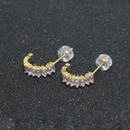 Dainty Baguette CZ Huggie Stud Earring