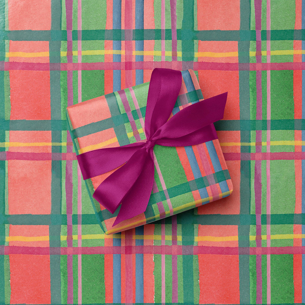 Watercolor Holiday Plaid Gift Wrap