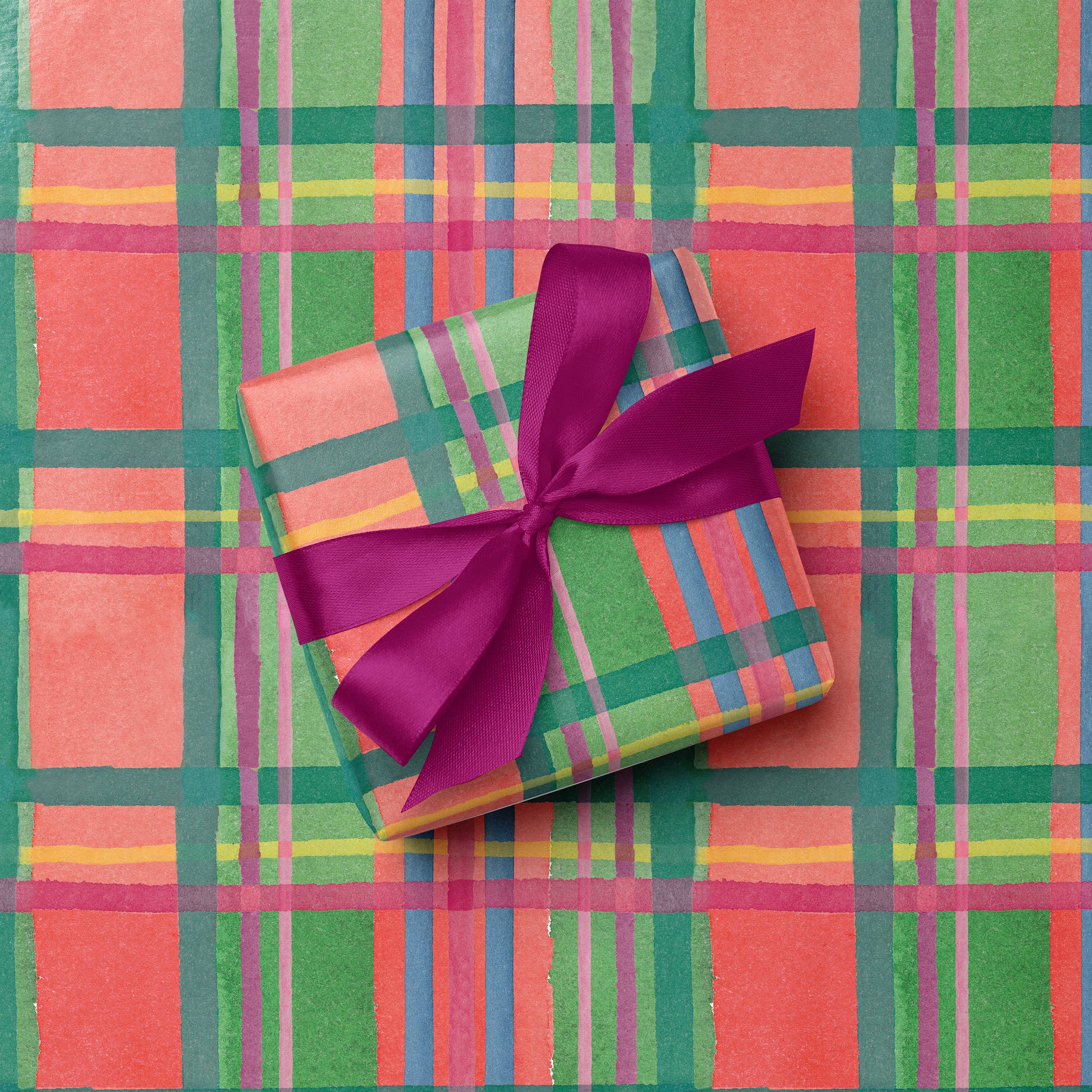 Watercolor Holiday Plaid Gift Wrap