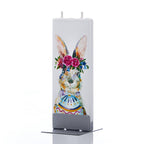 Flat Handmade Easter Candle - Bunny with Egg and Flowers