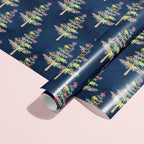 Whimsical Christmas Trees with Bows Gift Wrap