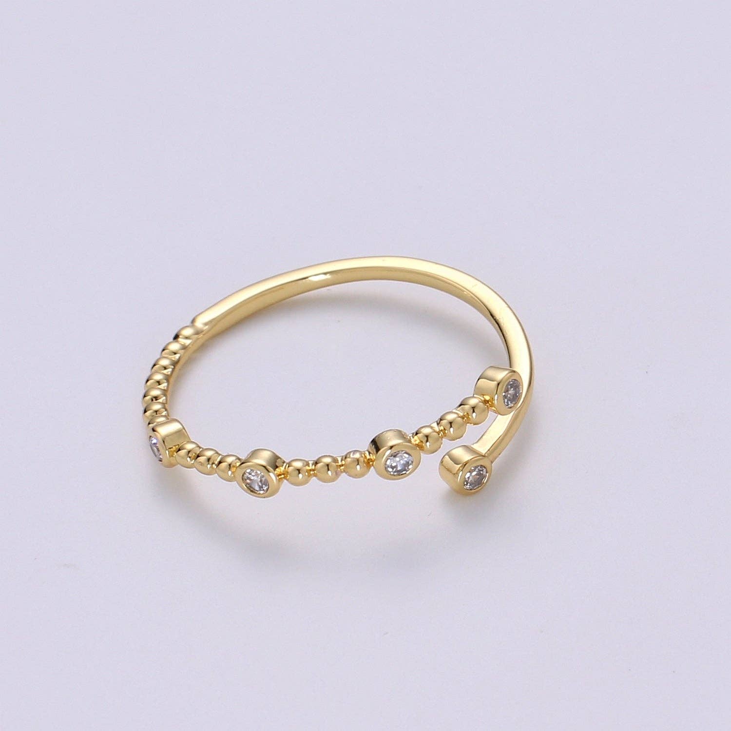 Dainty Cz Circle Bubble Open Cuff Ring