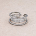 Triple Banded CZ Baguette Micro Pave Adjustable Rings Silver or Gold