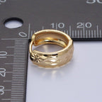 Gold Earrings with Textured North Star Carved Wide Small Huggie Hoop Earrings