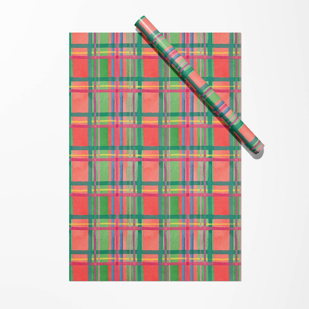 Watercolor Holiday Plaid Gift Wrap