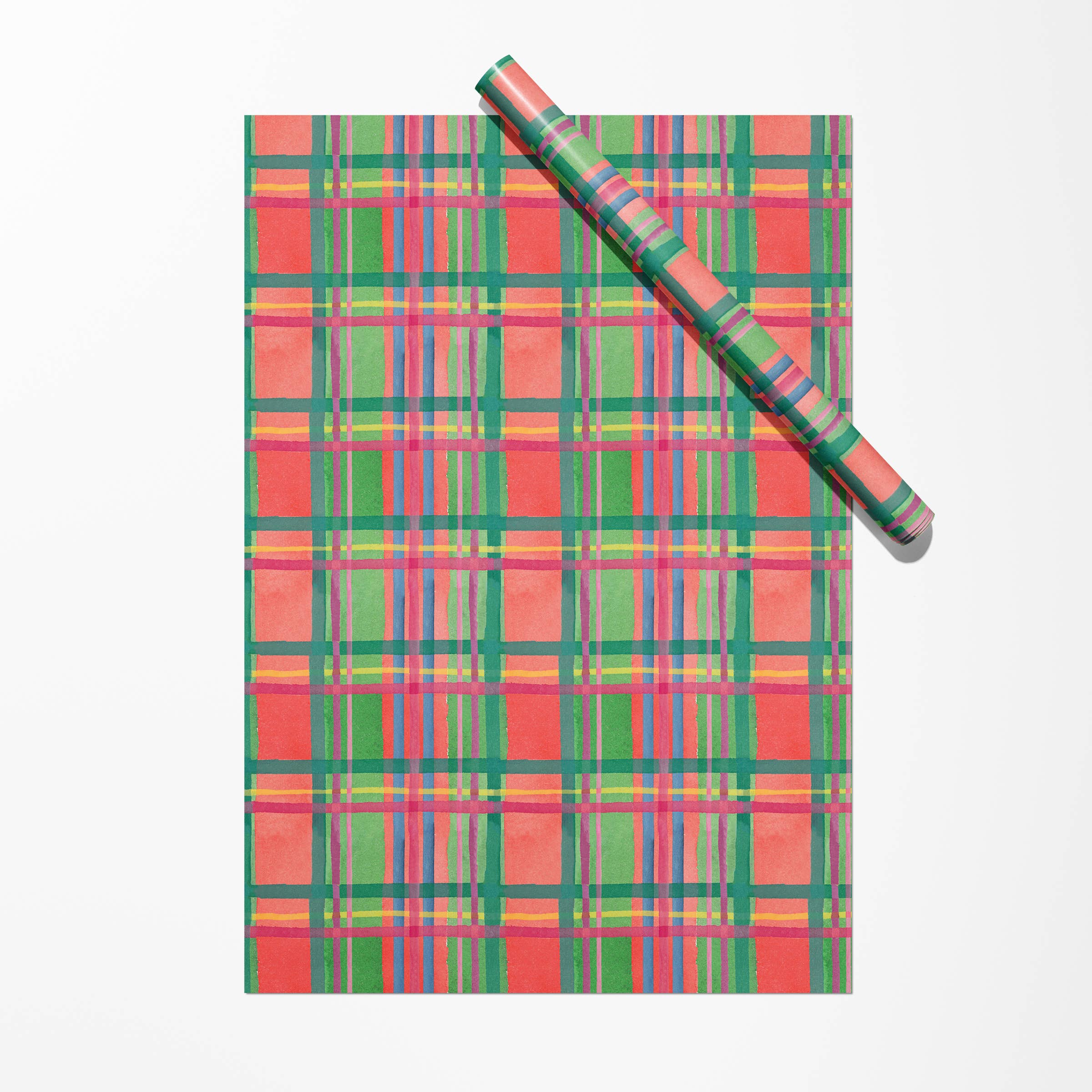 Watercolor Holiday Plaid Gift Wrap