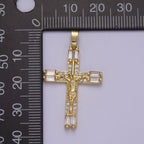 Dainty Baguette Cz Crystal Cross Charm Crucifix Jesus Pendant