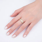 16K Gold Filled Micro Paved CZ Cluster Wide Dome Adjustable Ring in Silver