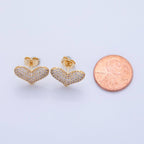 18K Gold Filled Micro Paved CZ Heart Stud Earrings