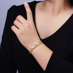 14K Gold Filled Sunflower Sunburst Textured CZ Cuff Bracelet: Silver
