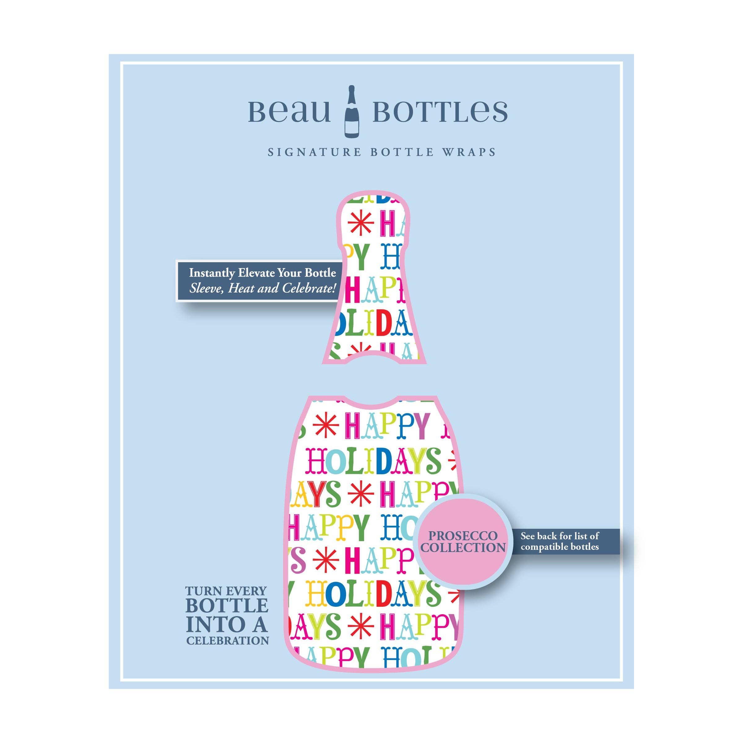 Bottle Wrap Happy Holidays - Prosecco Collection