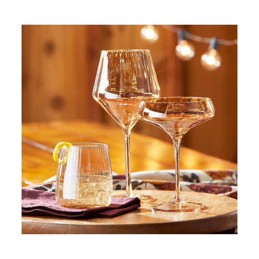 Chelsea Optic Stemless Wine Glass Amber Glass Everyday: Gold / Glass