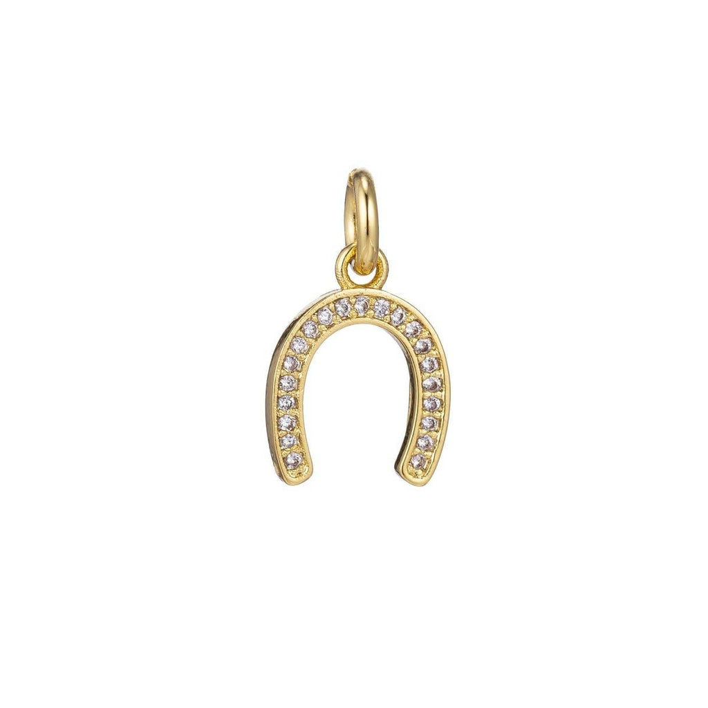 18K Gold Filled Micro Paved Lucky Horseshoe Charm in Gold