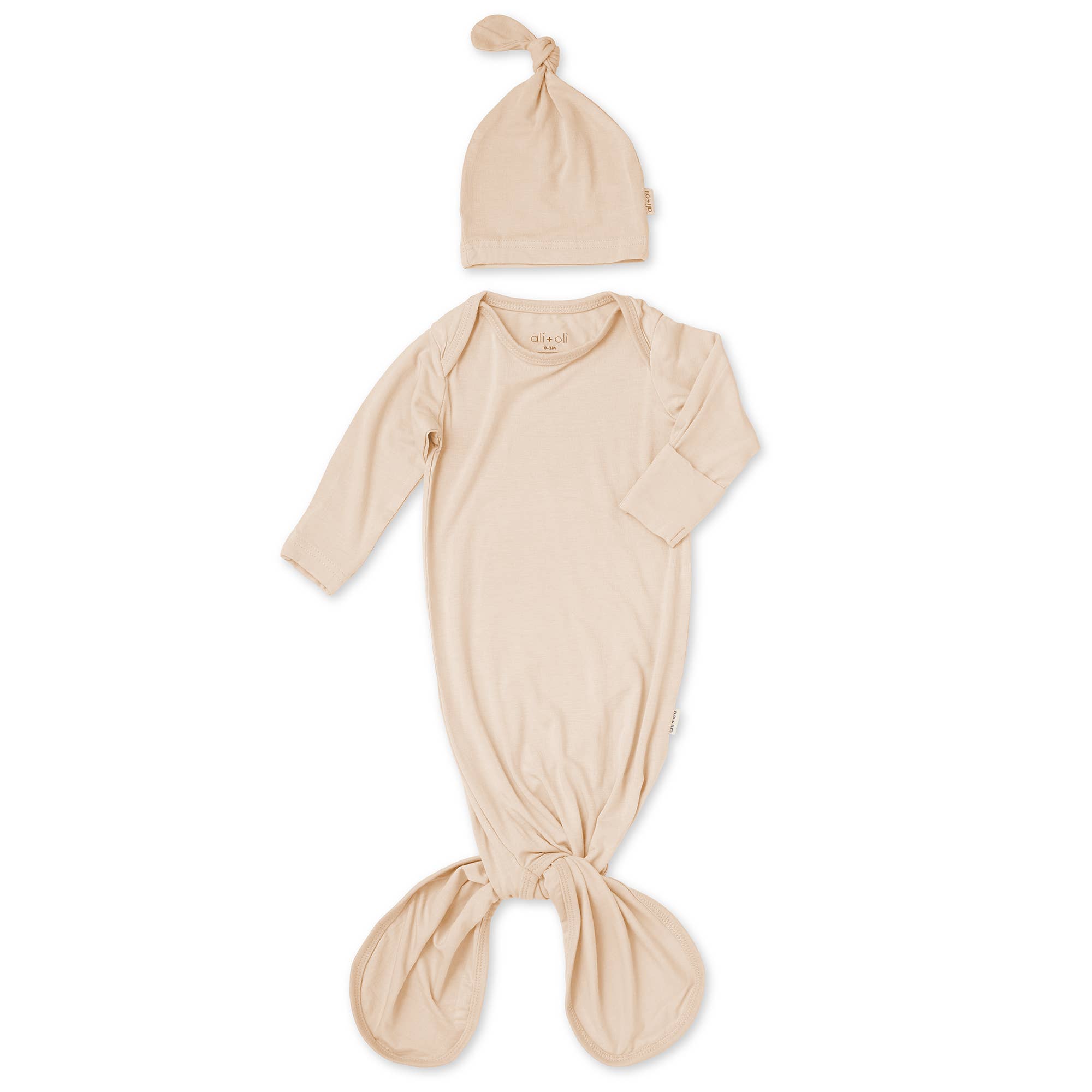 Bamboo Knotted Baby Gown/Beanie Ivory