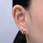 14K Gold Filled 15mm Micro Paved CZ Square Claw Stud Earrings