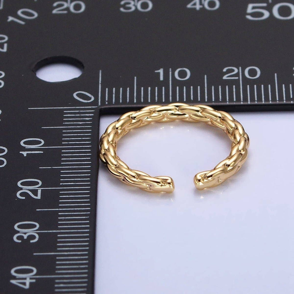 Dainty Gold Rope Ring Open Adjustable Silver