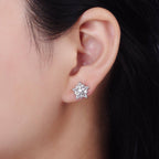 14K Gold Filled Celestial Star Baguette CZ Stud Earrings Silver