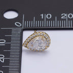 Clear, Green Teardrop Micro Paved CZ Gold Stud Earrings