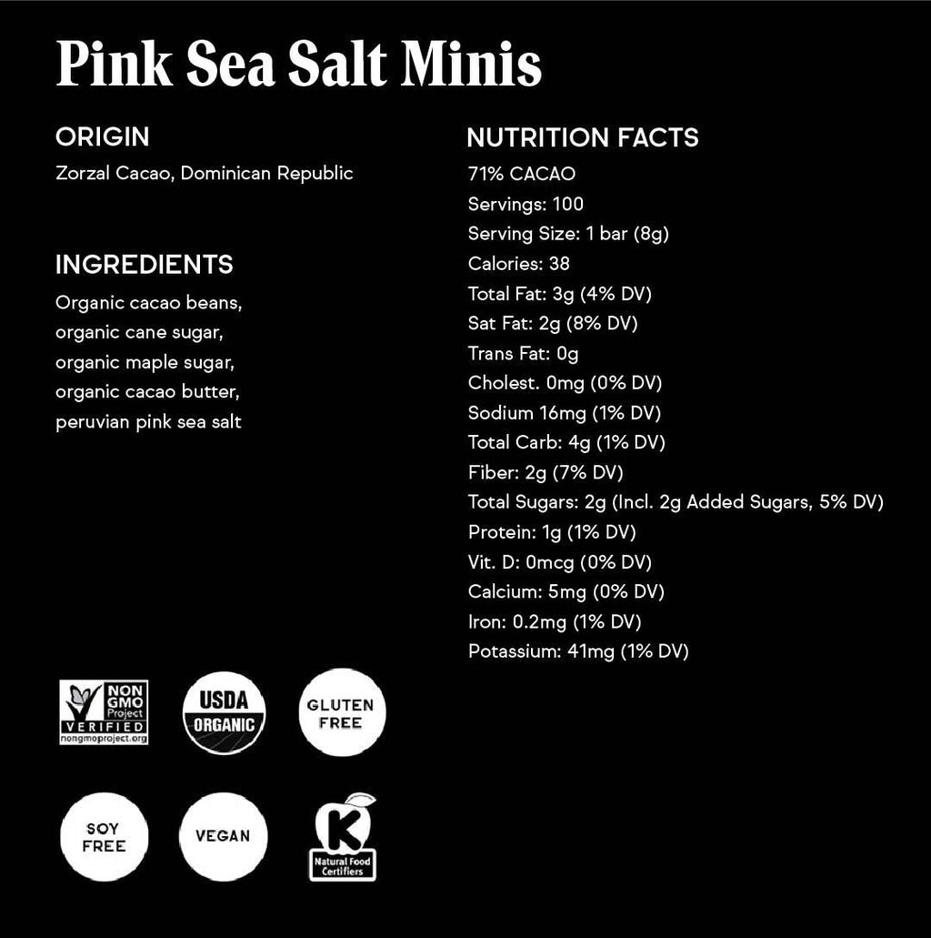 71% Pink Sea Salt Mini Chocolate Bars $1 Per