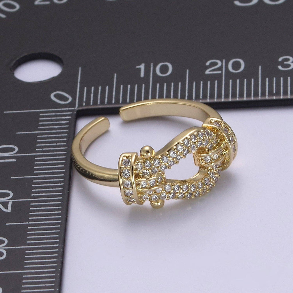 Buckle Ring in 14k Gold Filled Micro Pave Midi Ring