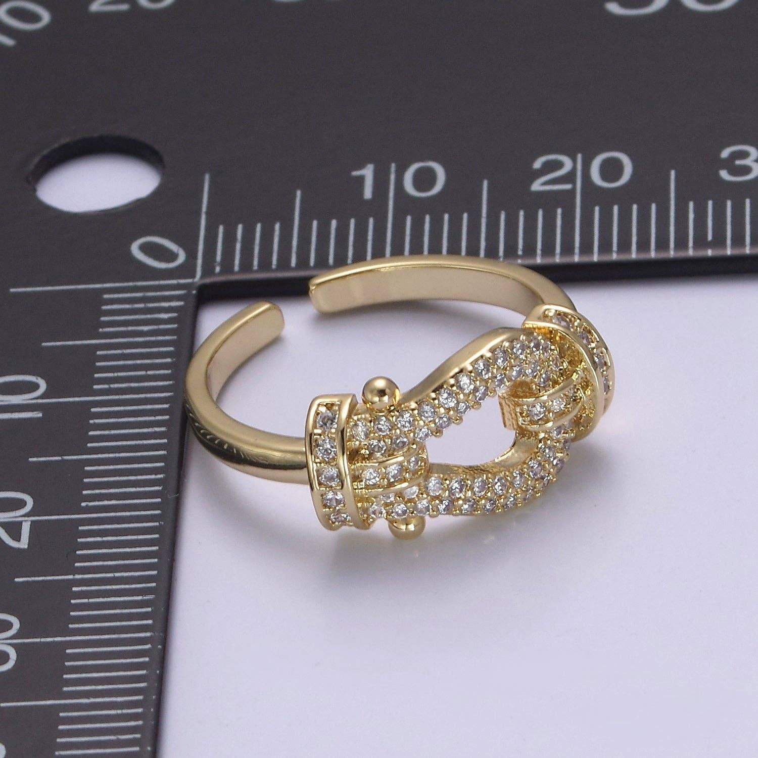 Buckle Ring in 14k Gold Filled Micro Pave Midi Ring