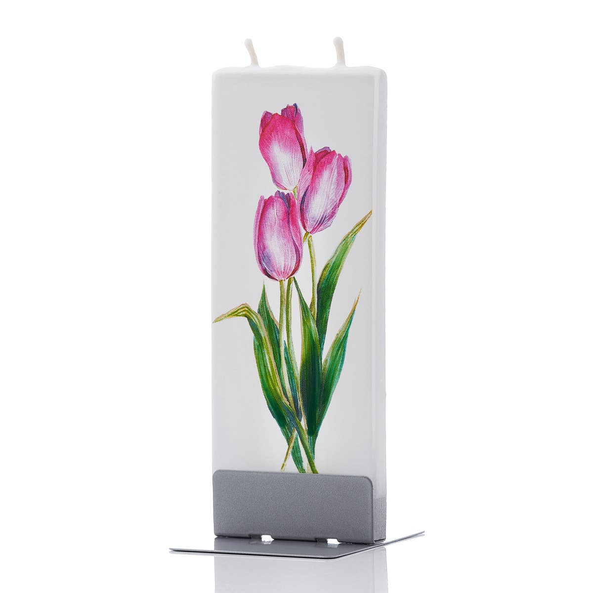 Flat Handmade Candle-Red Tulips