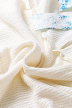 Floral Bow Tie Back Bubble Sleeve Peplum Top: White