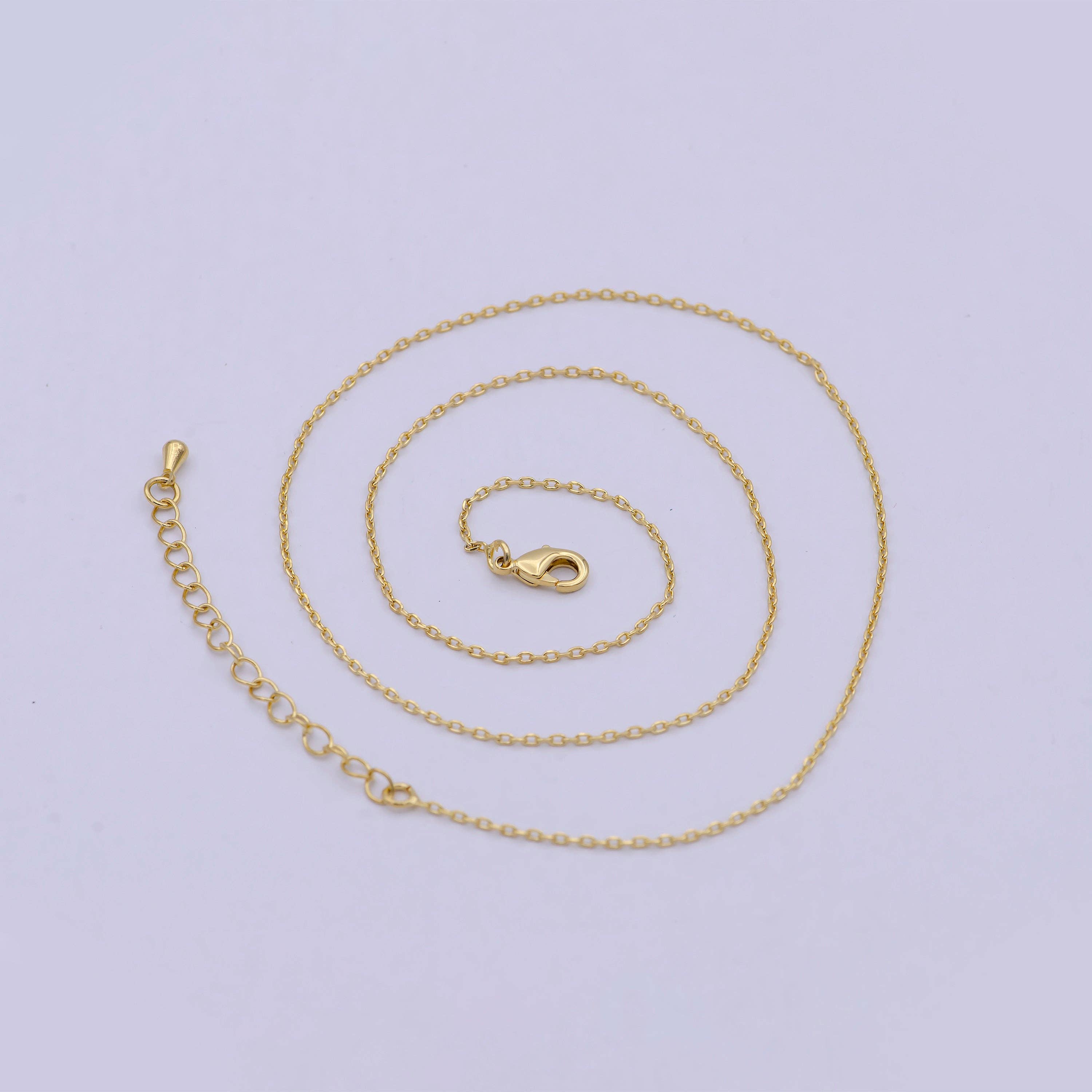 Dainty Cable Chain 24K Gold Filled Chain Necklace 17.7 inch