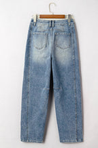 Denim Vintage Washed Seam Shift Jeans: Dusk Blue