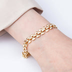 16K Gold Filled 9mm Minimalist Panther Chain Statement 7 Inch Bracelet