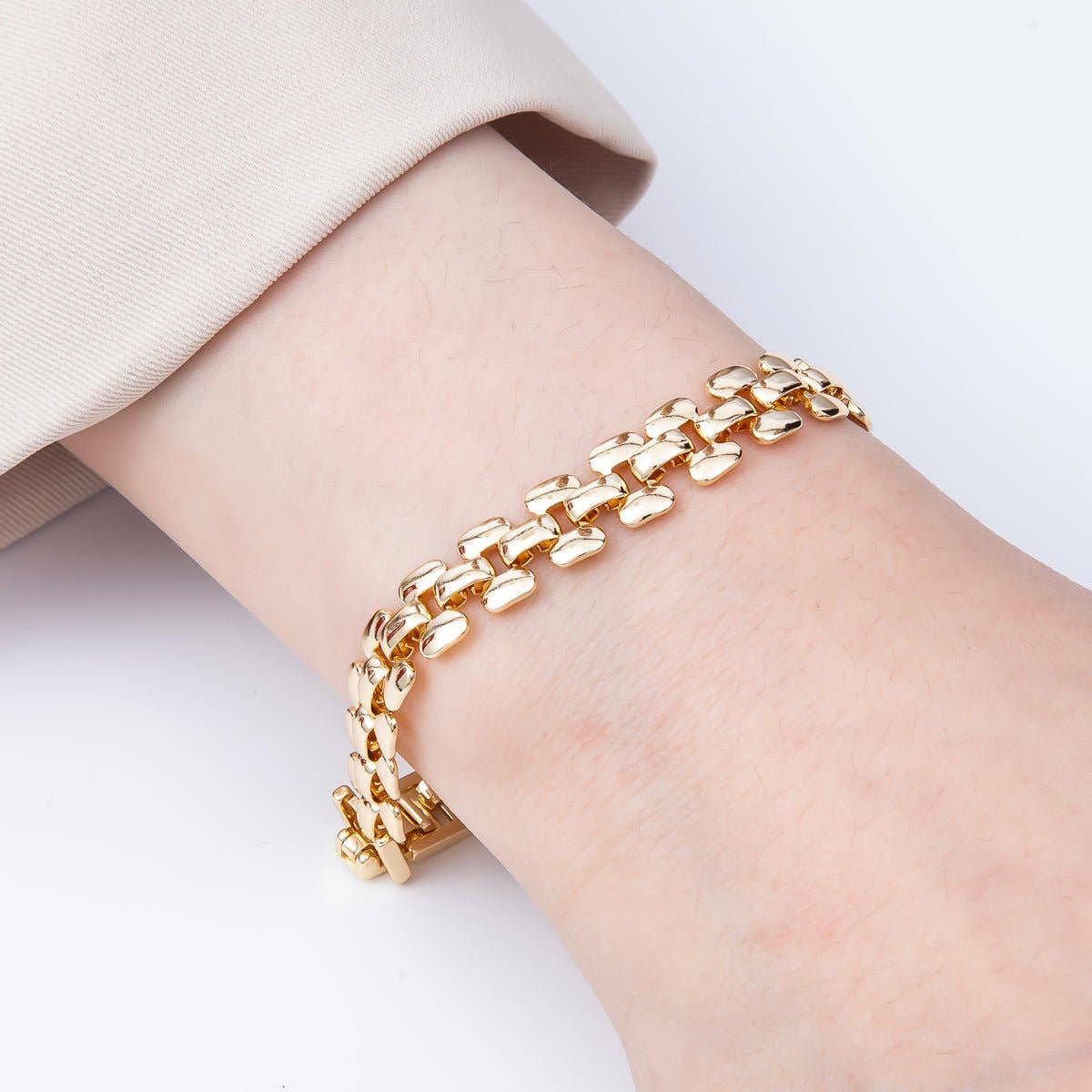 16K Gold Filled 9mm Minimalist Panther Chain Statement 7 Inch Bracelet