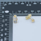 24K Gold Filled Clear CZ Baguette Teardrop Stud Earrings