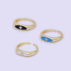 Gold Filled Star Signet Gold Open Adjustable Ring White