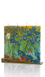 Flat Hand-Crafted 6" Square Candle - Vincent van Gogh Irises