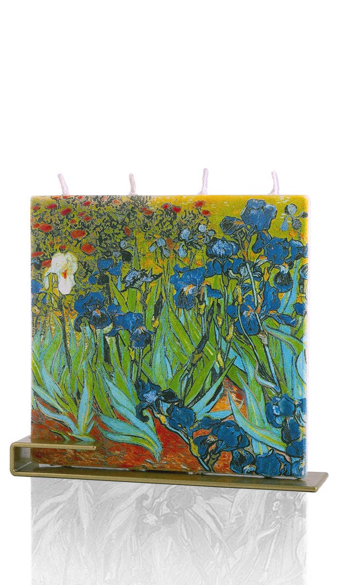 Flat Hand-Crafted 6" Square Candle - Vincent van Gogh Irises